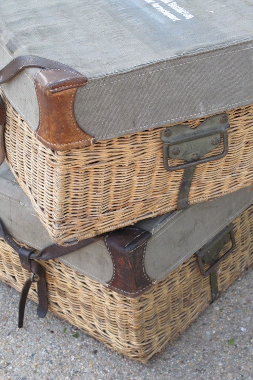Folk Art Vintage Baskets with Leather Detailing