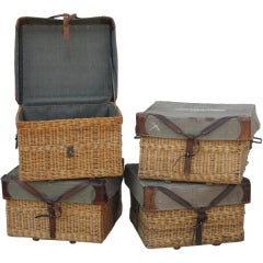 Vintage Baskets with Leather Detailing