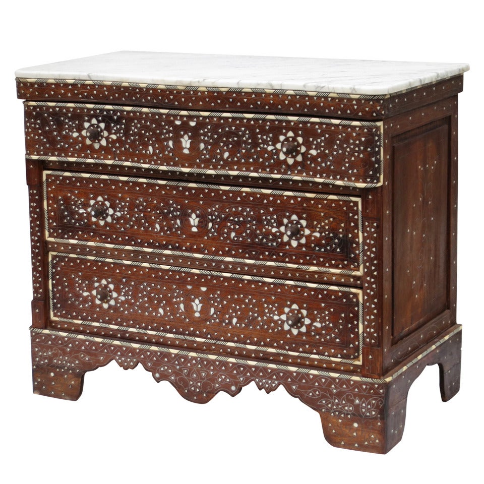 Syrian Chest of Drawers with Marble Top