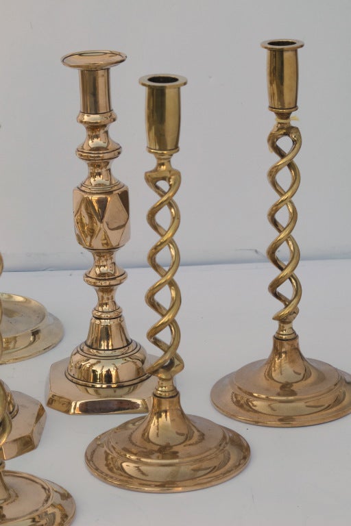 English Brass Candlesticks For Sale 1