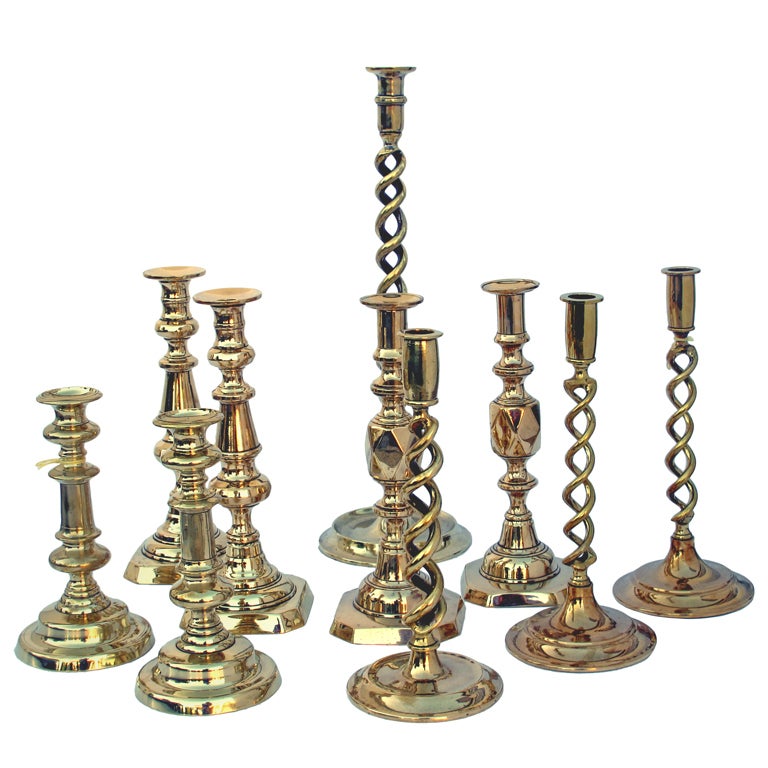 English Brass Candlesticks For Sale