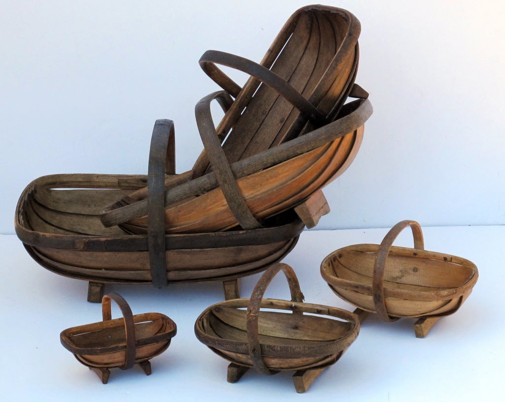 We have a collection of hand made English trugs, made from willow, and for collecting vegetables and flowers. sold separately from $150 - $ 275 each