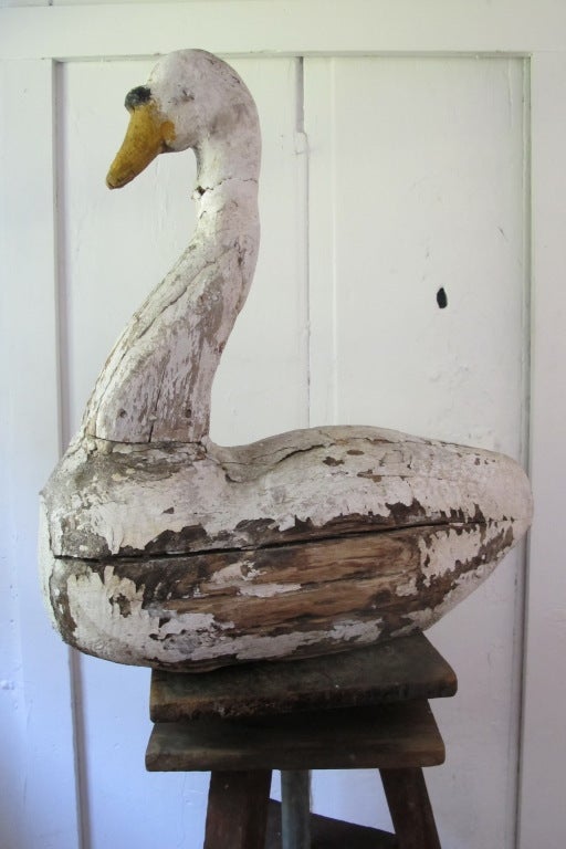 20th Century Early American Hand Carved Swan For Sale