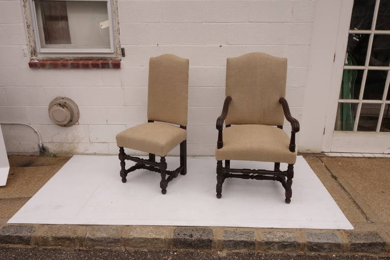 Set of Ten French Oak Dining Chairs In Good Condition For Sale In Bridgehampton, NY