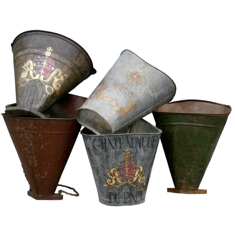 Old French Grape Collecting Buckets For Sale