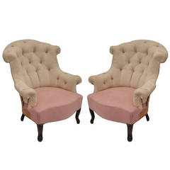 Pair of French Tufted Armchairs 8