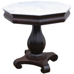 Antique Pedestal Table with Octagonal Marble top