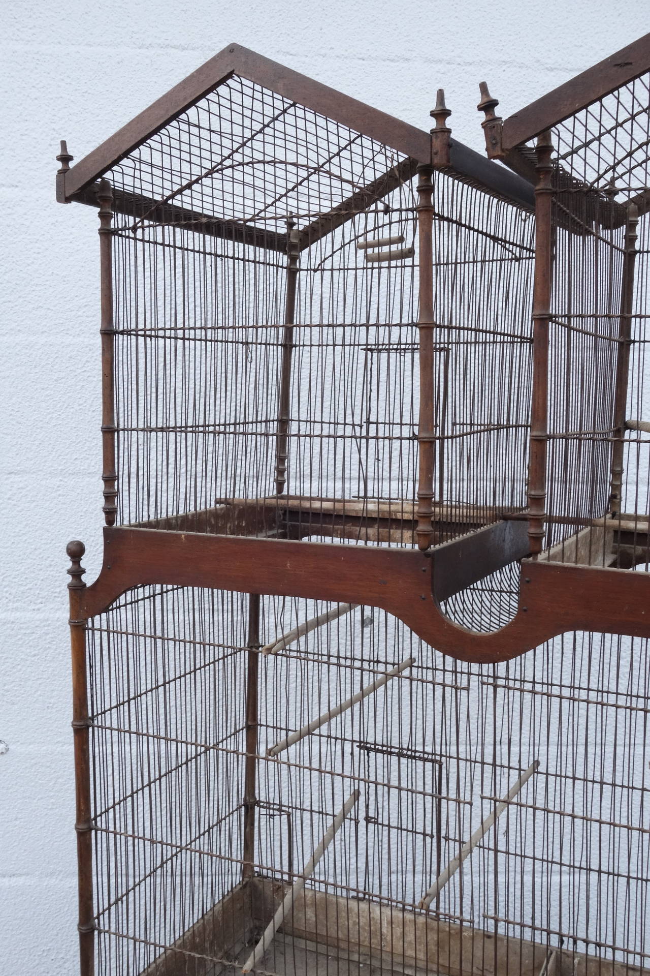 3 house French birdcage on new stand. Please contact for current availability or more information.