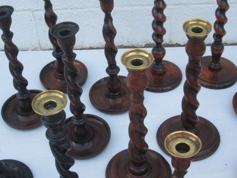 English Barley Twist Candlesticks In Good Condition In Bridgehampton, NY