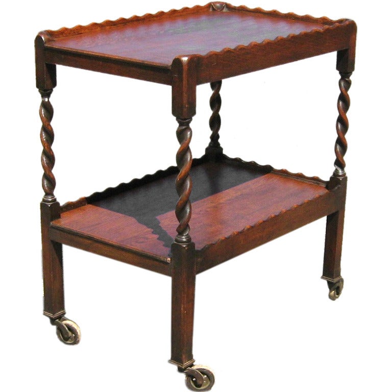 Oak Tea Trolley with Barley Twist Legs