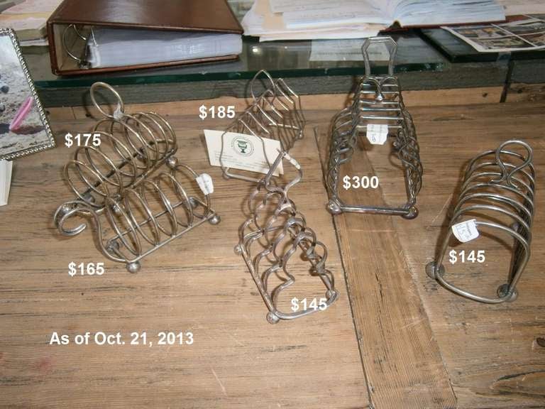 Silver Victorian Toast Racks. Sold separately. Priced from $145-$300 each