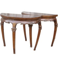 Unusual Pair of Chinese Demilune Tables