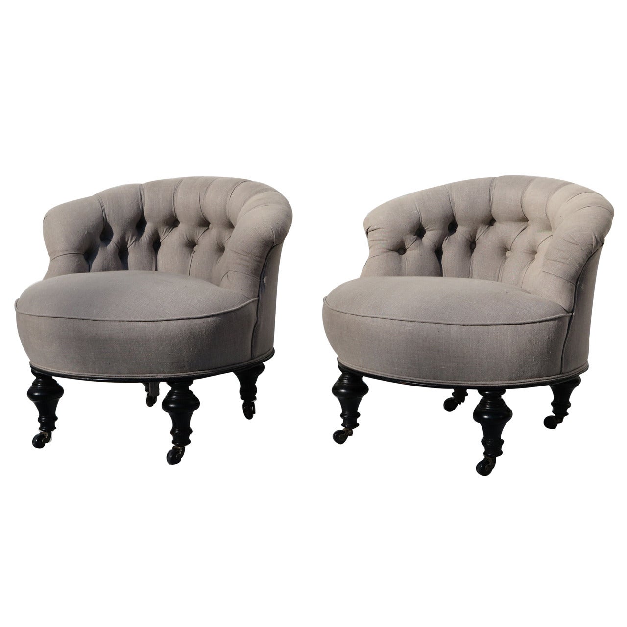Pair of French Boudoir Chairs For Sale