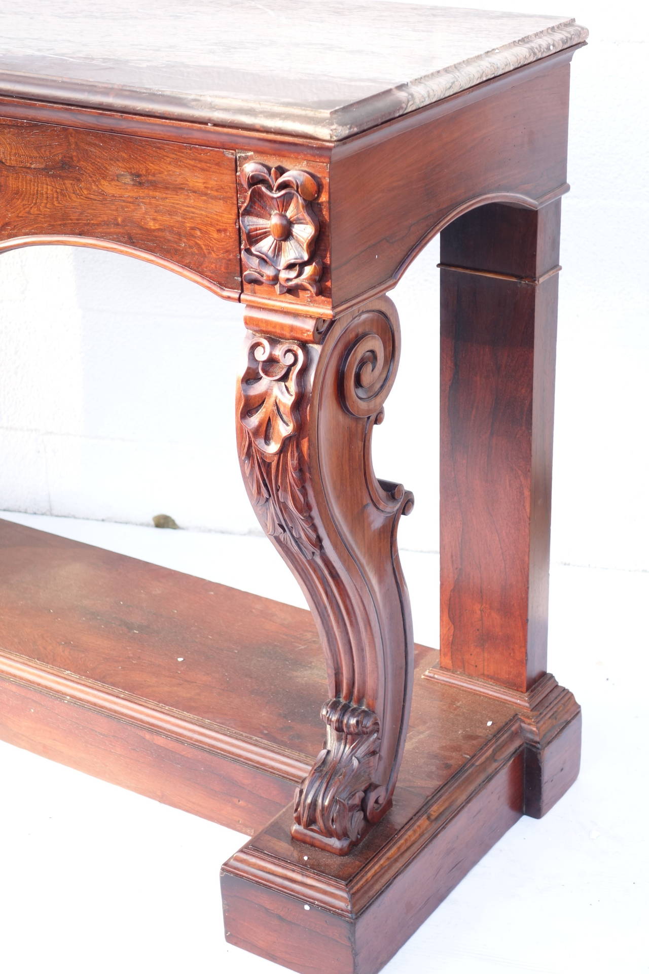 Marble Top Console In Good Condition For Sale In Bridgehampton, NY