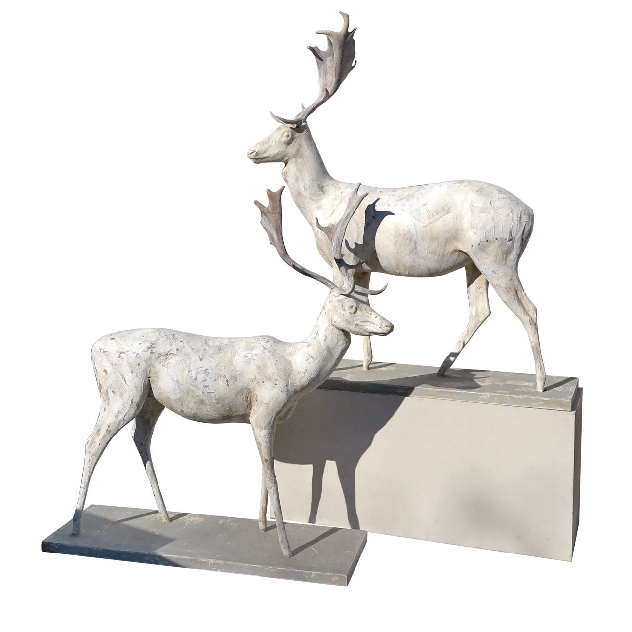 English Handmade Life-Size Deer Sculptures For Sale