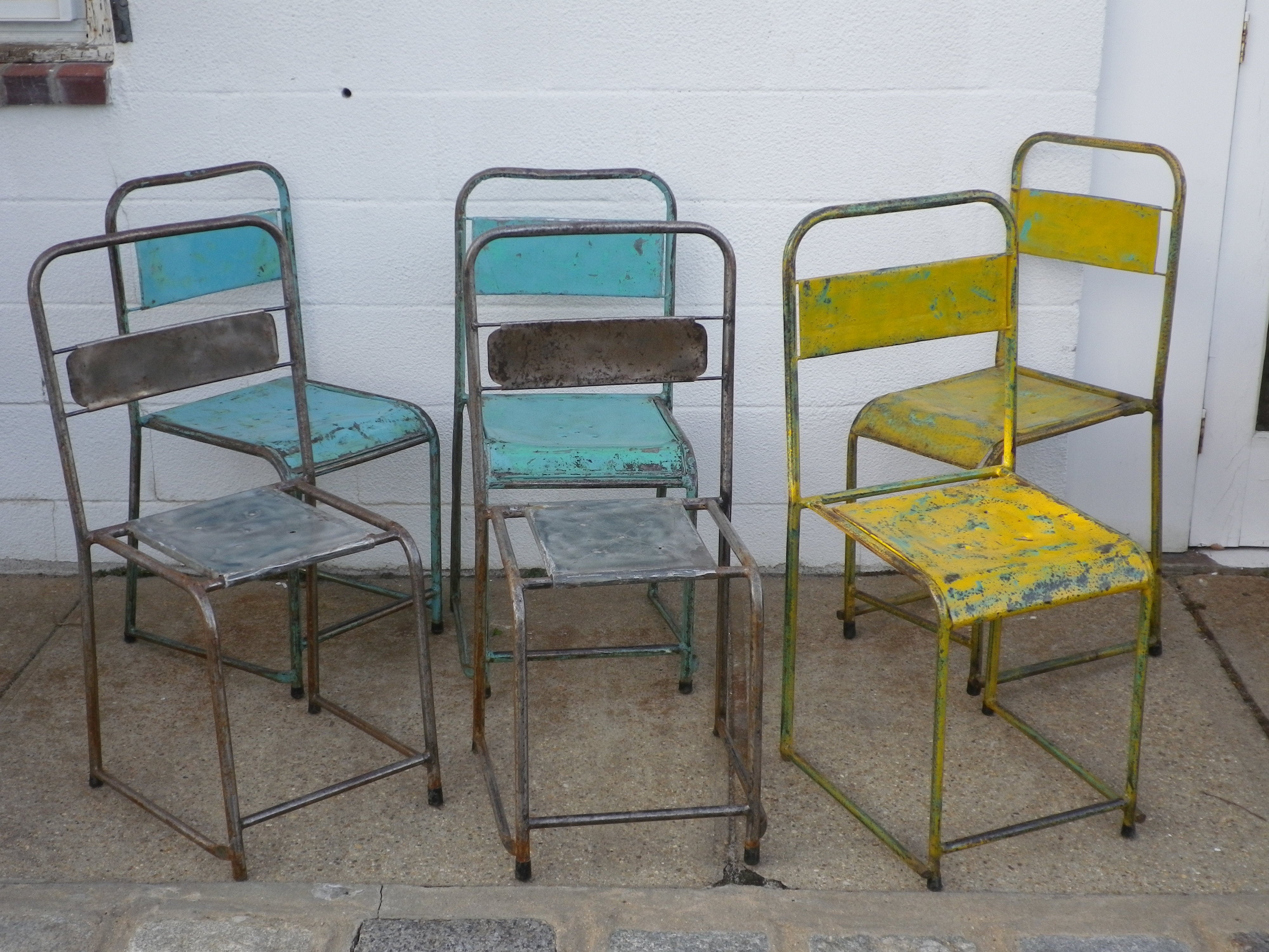 Metal Cafe Chairs, c. 1940 For Sale