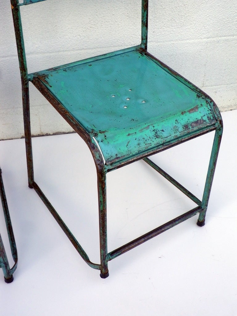 Mid-20th Century Metal Cafe Chairs, c. 1940 For Sale