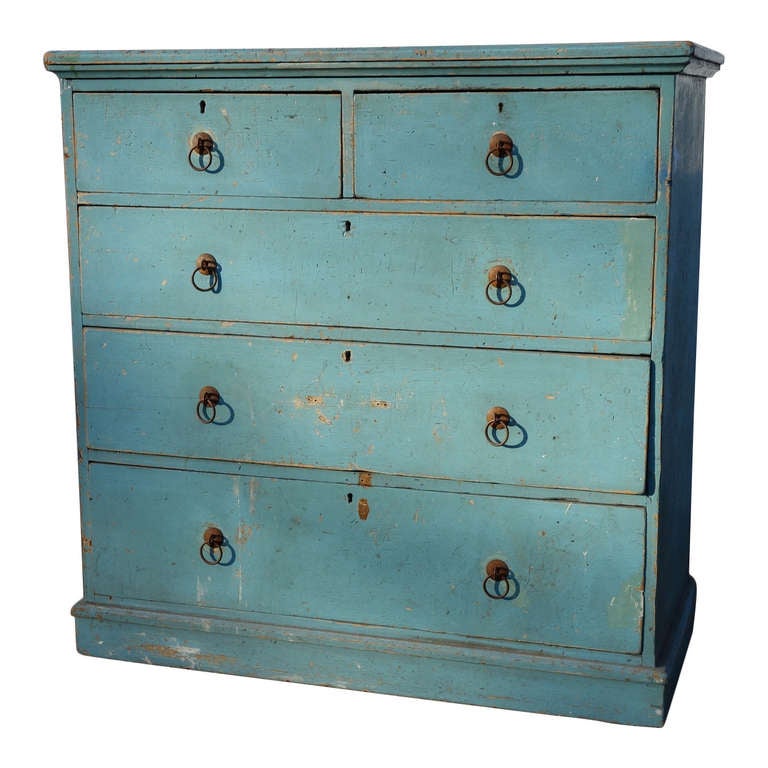 Large Dresser in Old Blue Paint at 1stdibs