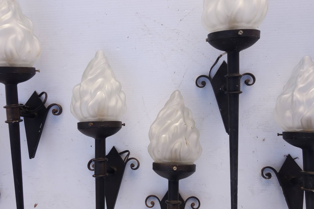 20th Century Set Six Empire Style English Torchiere Sconces For Sale