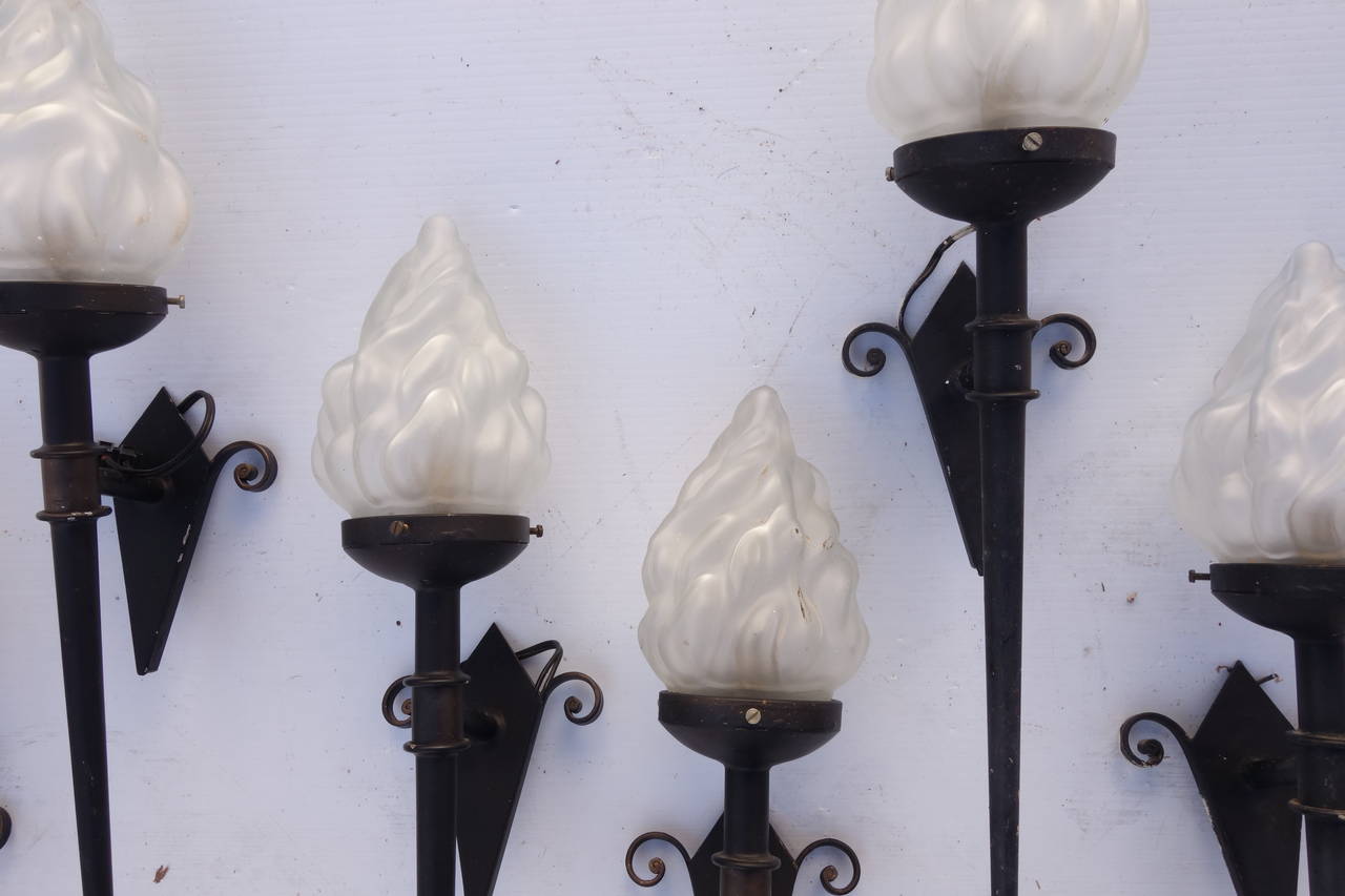 Set Six Empire Style English Torchiere Sconces For Sale 1