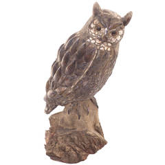 Folk Art Owl Sculpture