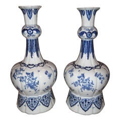 Pair of Large Delft  Baluster Vases   25.5 inches tall