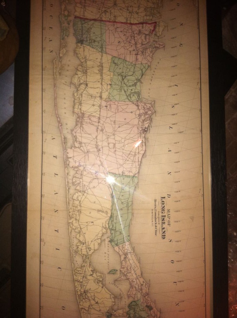 Original 1873  Map of Long Island,  Beers, Comstock  55 ins w 4