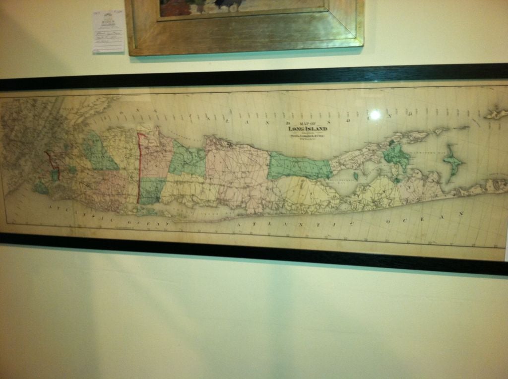 Original 1873  Map of Long Island,  Beers, Comstock  55 ins w 5