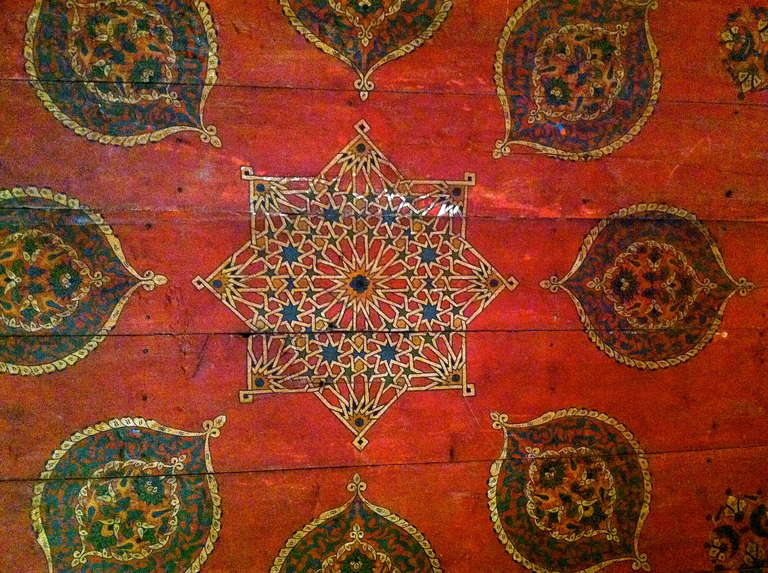 19th C hand Painted Moroccan Ceiling Panel