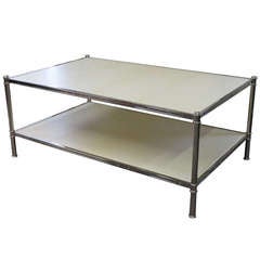 Cole Porter Coffee Table in Polished Nickel and Parchment