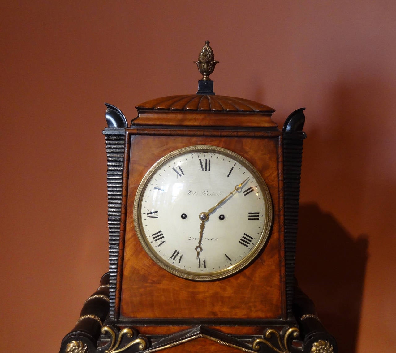 A 19th century English Regency six-tune musical clock, with the movement signed Robert Roskell, Liverpool, and the case attributed to George Bullock. This clock represents a collaboration between two of Liverpool’s most prominent creators during the