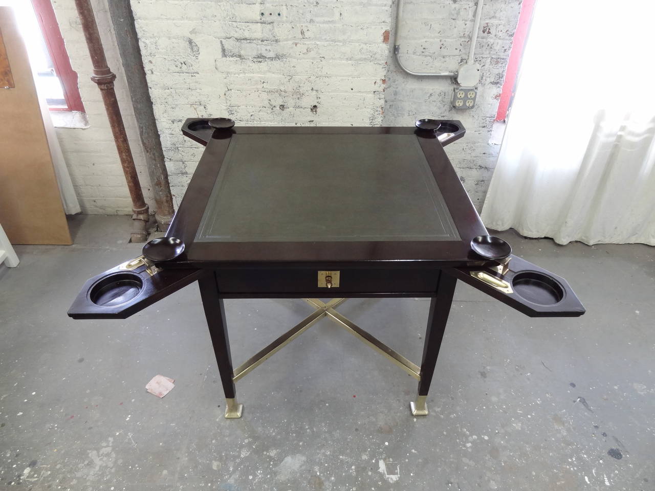 Vienna Secession Secessionist Game Table with Synchronized Mechanical Trays For Sale