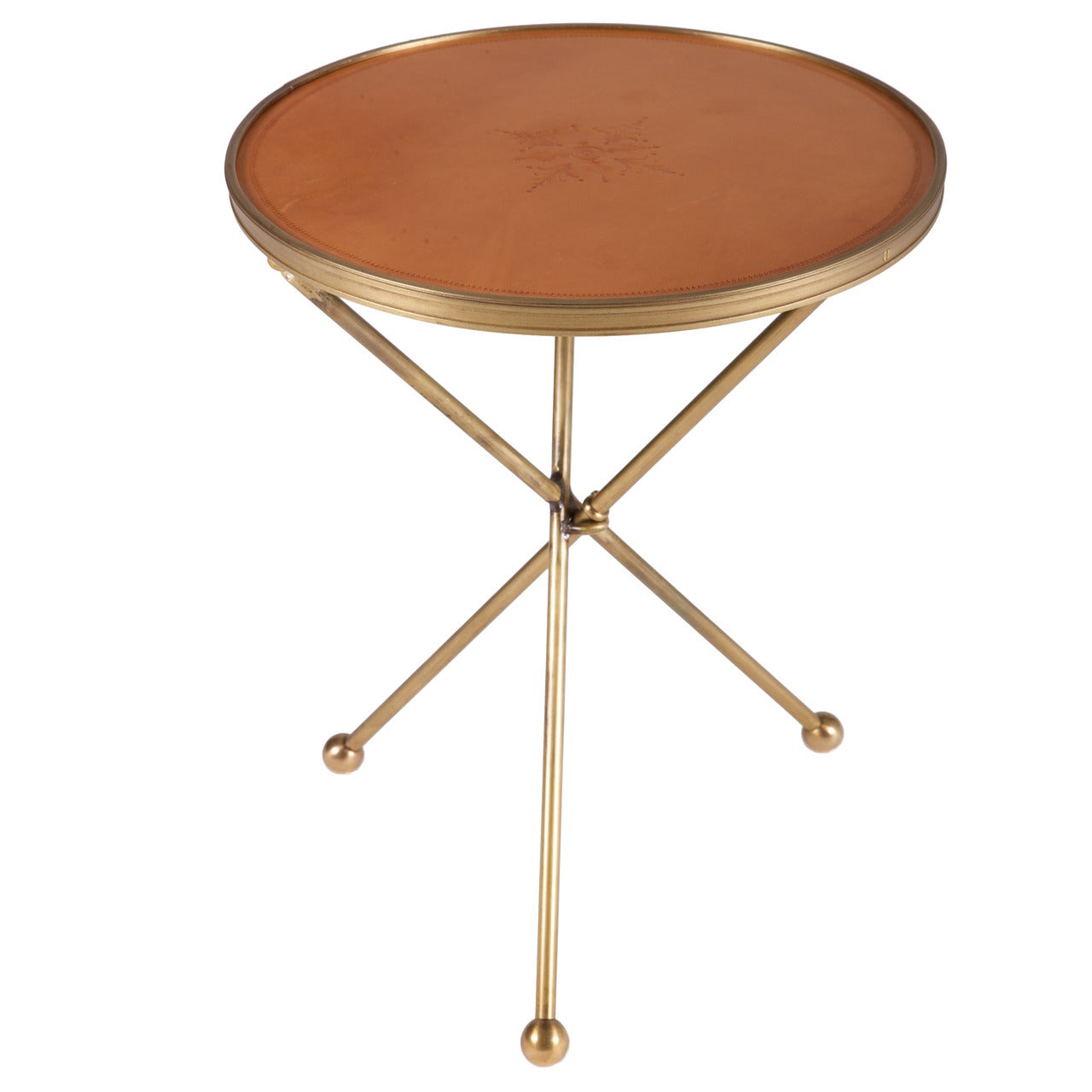 Folding Brass Side Table For Sale