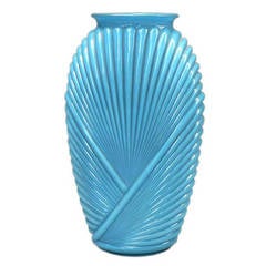 Ribbed Art Deco Glass Vase