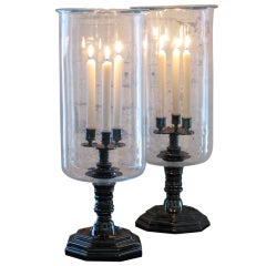 Black Nickel Louis XIV style Three Light Hurricane