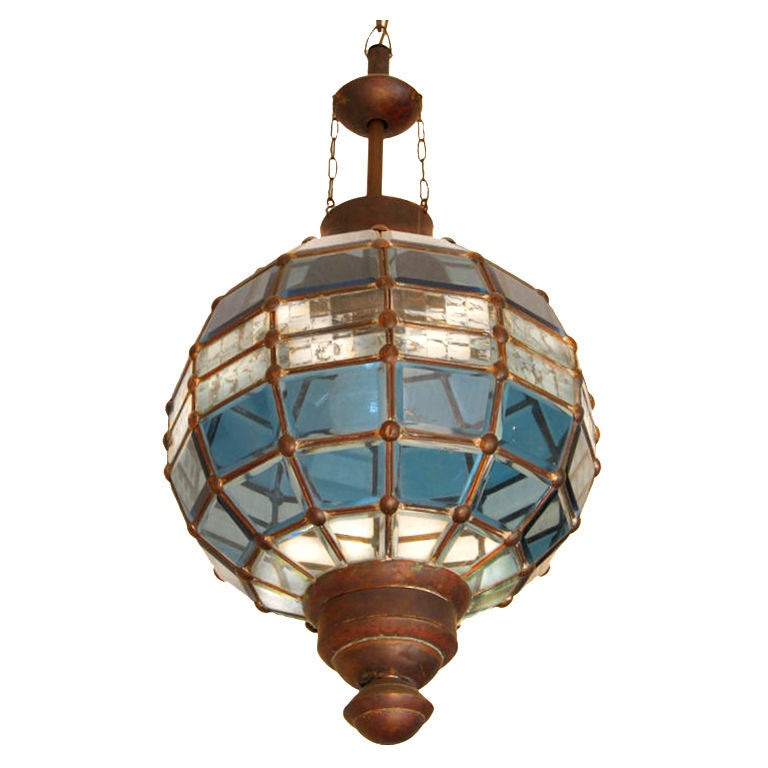 Unusual Secessionist Faceted Glass Light Fixture