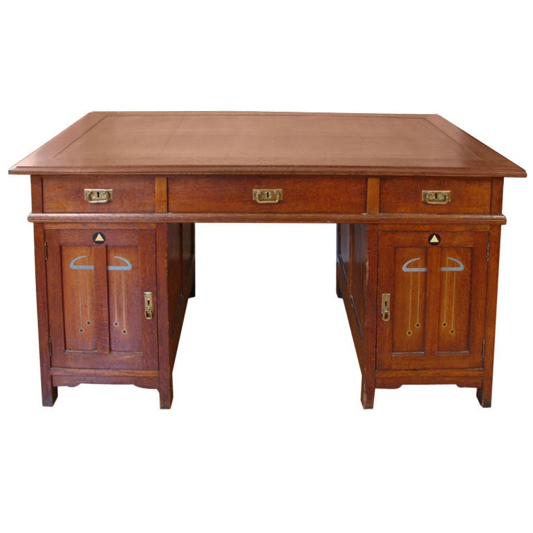Austrian Exceptional Inlaid Secessionist Desk For Sale