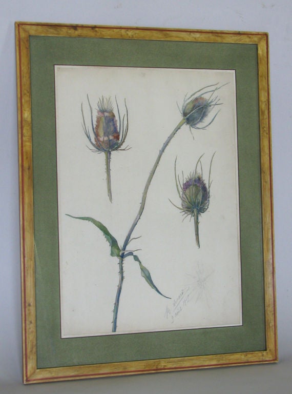 Rare Set of Floral Watercolors by Accard In Excellent Condition For Sale In Long Island City, NY