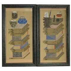 Pair of Korean Chaekkori Watercolors