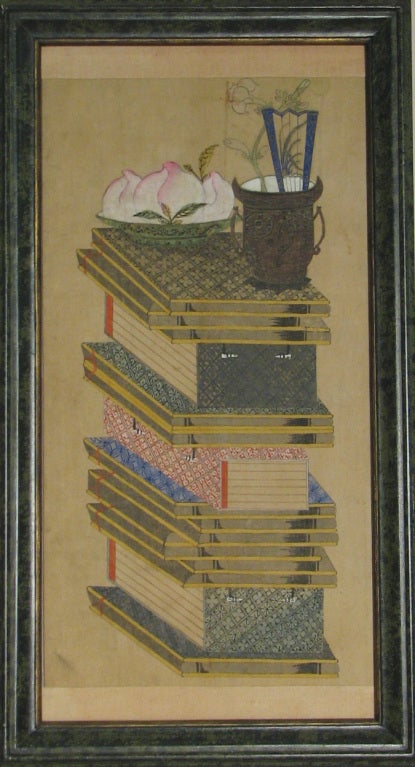 Korean Pair of Chaekkori Watercolors