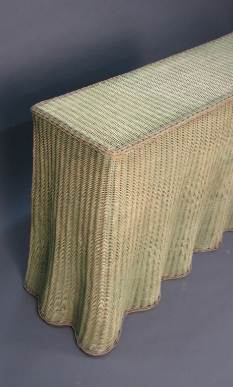 A Faded Skirt Base Wicker Console 1