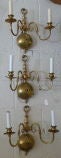 3 Brass Dual Armed Sconces