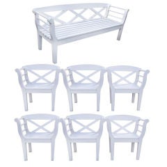 Unusual Style Set 0f 6 Outdoor Chairs & 1 Bench