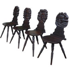 Set of 4 Wonderful Carved Hall Chairs