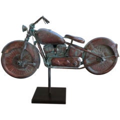 Vintage Unusual Motorcycle Copper Weather-vane