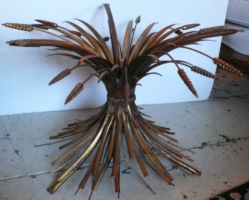 Gilded Wheat Straw Cocktail Table