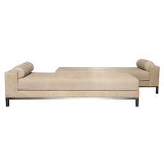 Modern Chaise in Creme Linen