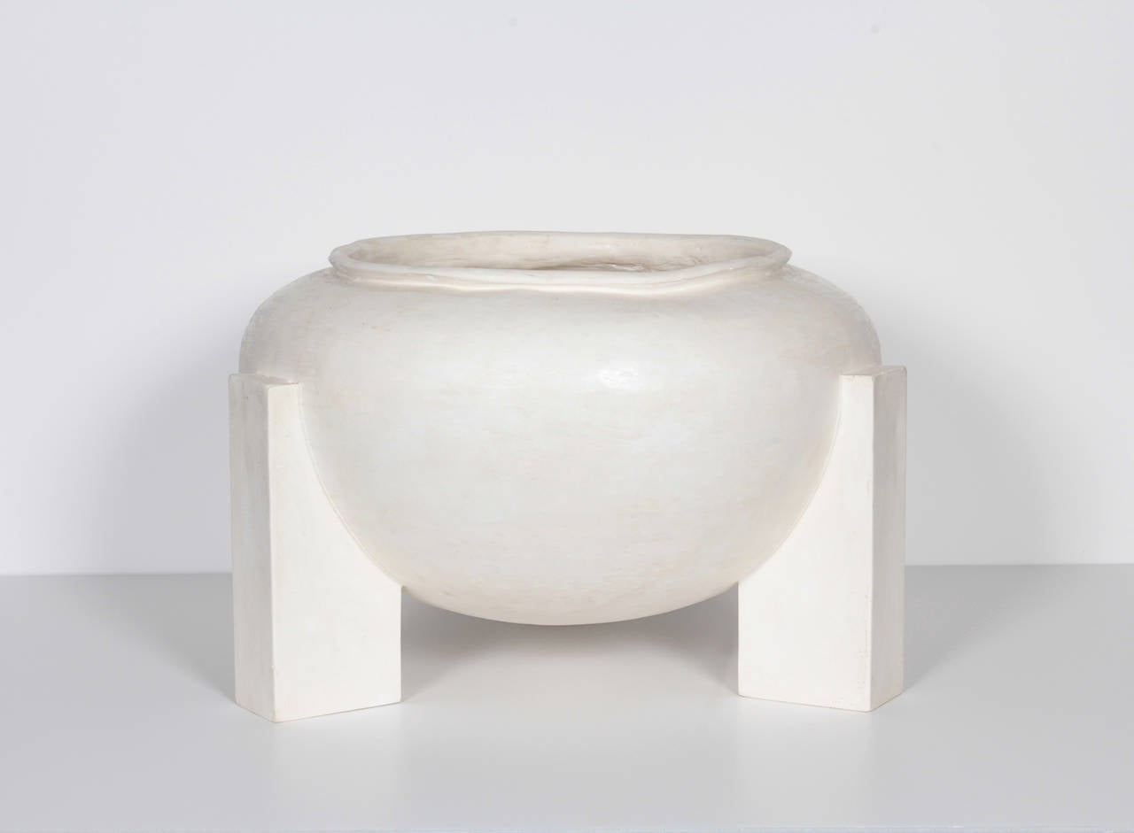 Waxed Plaster Modernist Planter In Excellent Condition For Sale In New York, NY