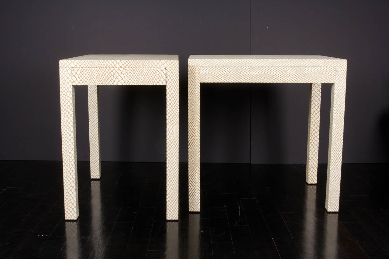 20th Century Snakeskin Embossed Leather Side Tables