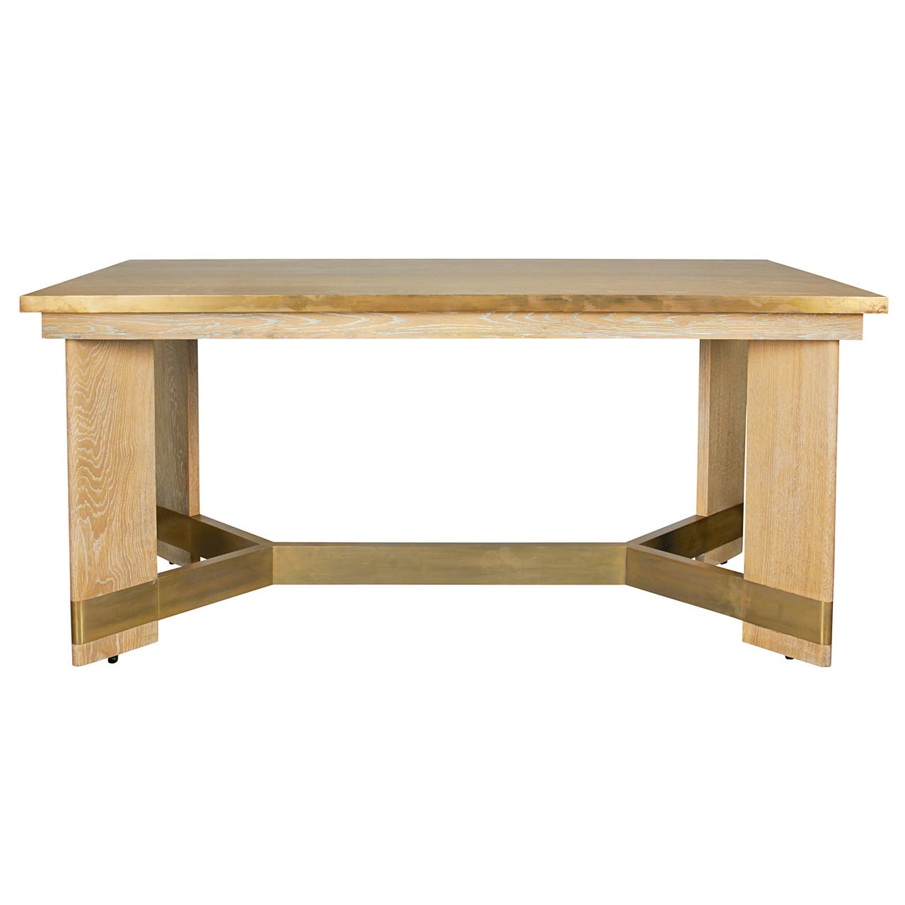 Cersed Oak and Brass Desk or Dining Table